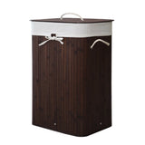 Homestyle pro rectangular bamboo laundry basket 40x30x60 cm brown white