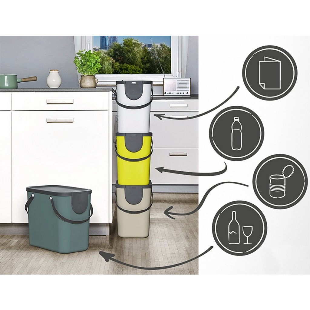 Rotho Rotho Albula Waste separation spread bin 25l Mistletoe White