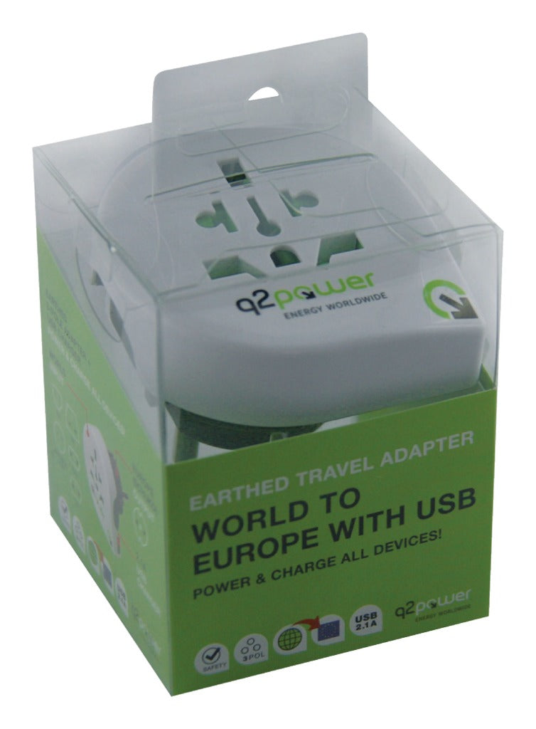 Q2 Kraaft 1.100110 Rees Adapter World-an-Europa USB Cunding