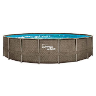 Summer waves zwembad elite frame 610 x 122 cm dark triple basketweave + filterpomp