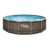 Summer waves zwembad elite frame 427 x 107 cm dark double rattan + filterpomp