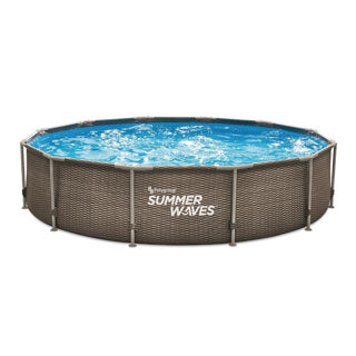Summer waves zwembad active frame 366 x 76 cm dark double rattan + filterpomp