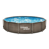 Summer waves zwembad active frame 366 x 76 cm dark double rattan + filterpomp