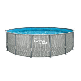 Summer waves zwembad elite frame 488 x 122 cm natural rattan + filterpomp