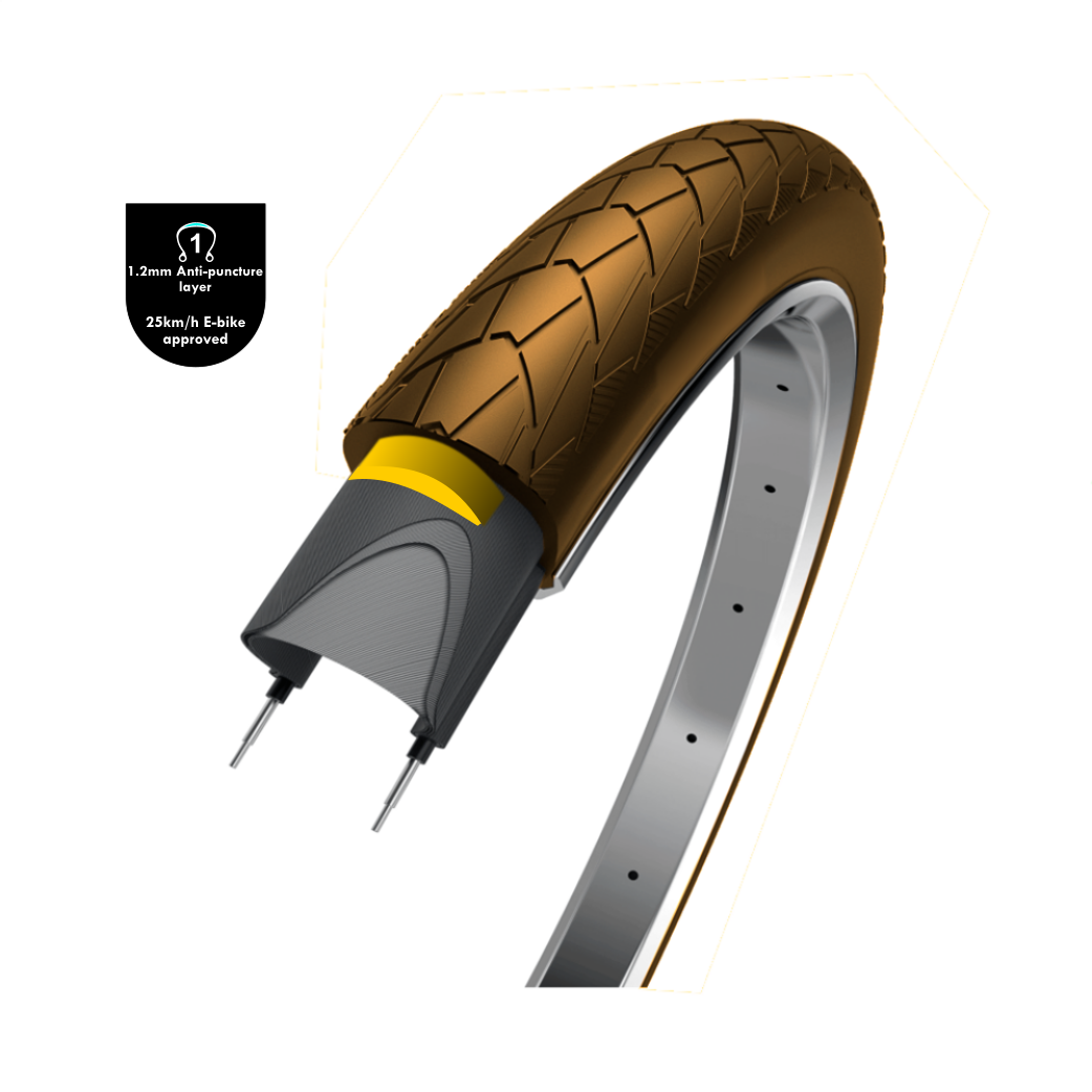 Wolff Mambo, Brown with reflection, 28x2.0, Etro 50-622, 1.2mm anti-leak low