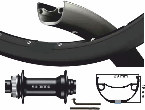KGS Shimano přední kolo 28 29 palců (622) Černé přes axxle Centerlock 110 mm