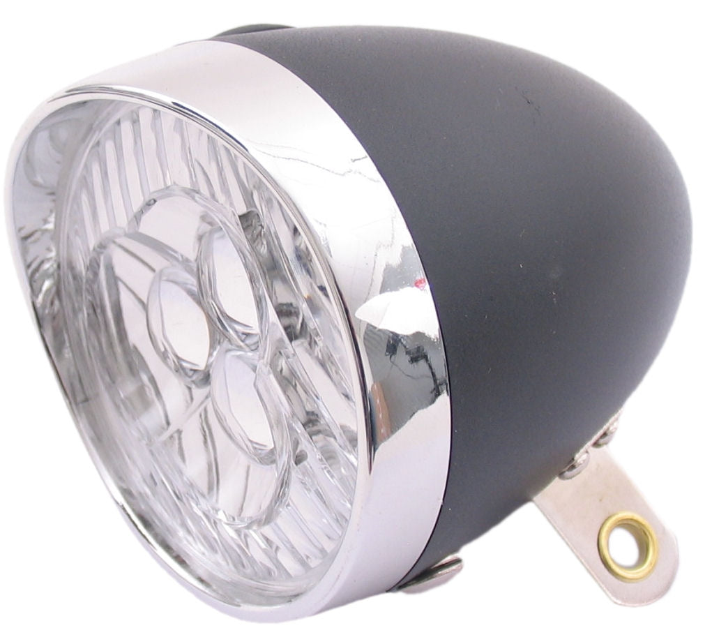 Edge headlight retro 3 LED on Incl. Batteries Black Chrome