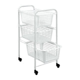 Metaltex opbevaringsstativ med hjul + 3 kurve 30x38x68 cm hvid