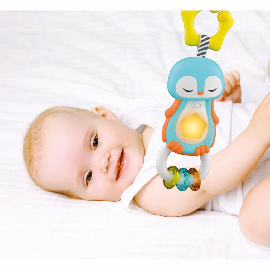 Clemenstoni Puppelchen Pinguin Rattle + Liicht an Toun
