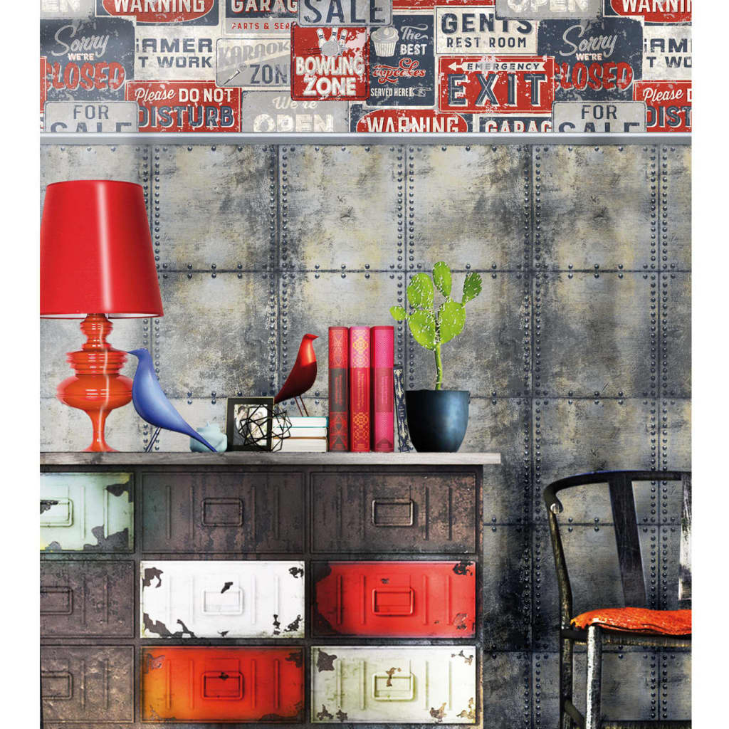 Nordwall Wallpaper urban Frënn Kaffi Billboards kleng blo a rout