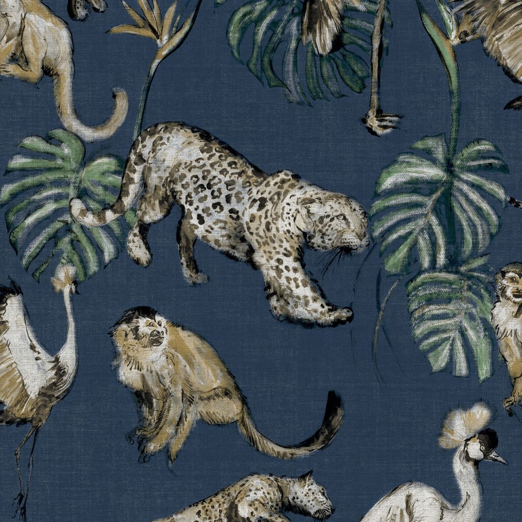 Noordwand behang zero exotic animals blauw