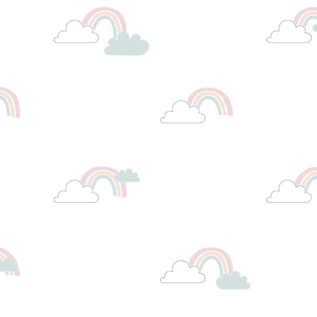 Noordwand behang mondo baby clouds wit blauw roze