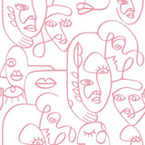 Noordwand Noordwand Wallpaper Frënn Kaffi Line Art Gesiichter wäiss a rosa