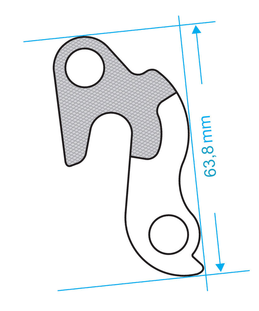 derailleurhanger GH-068 63,8 mm zilver