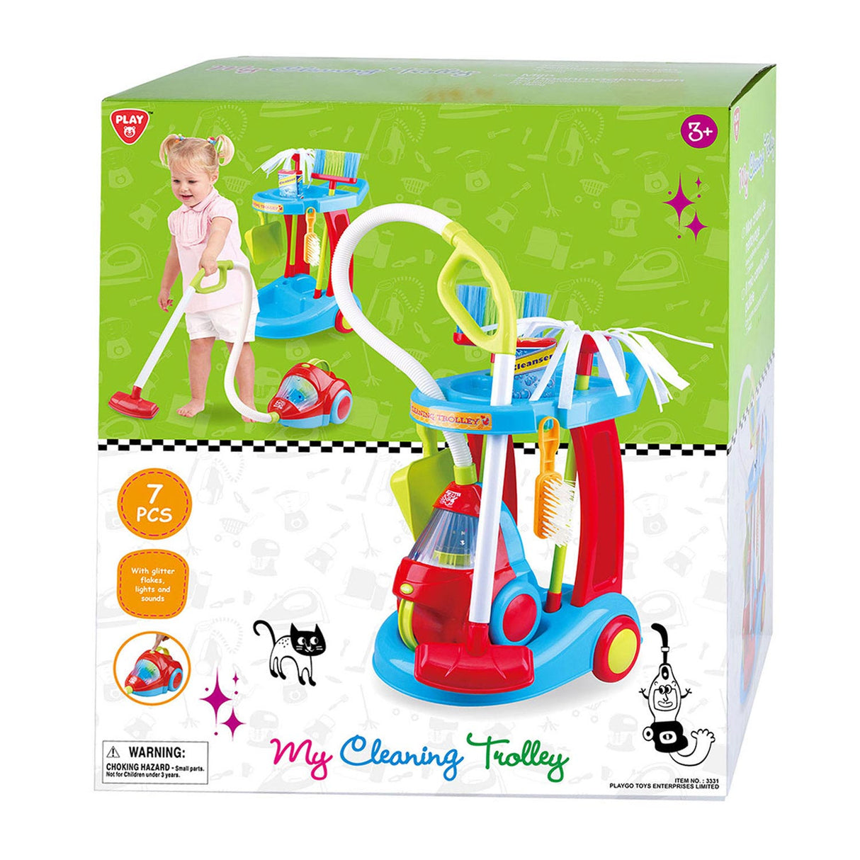 Jouez à un chariot de nettoyage avec un aspirateur rétro, 7dlg.