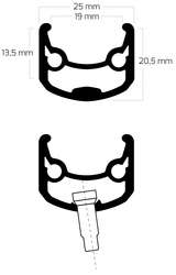 Ryde Velg Andra 30 26 559 X 19C Alluminio 36 buchi 14g Nero affilato