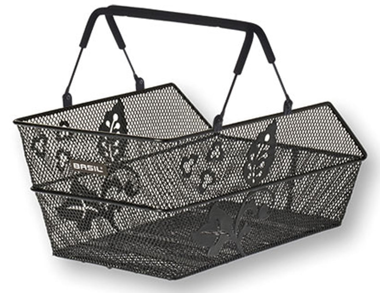 Basil Cento Flower Multi Bicycle Basket na zadnji črni barvi