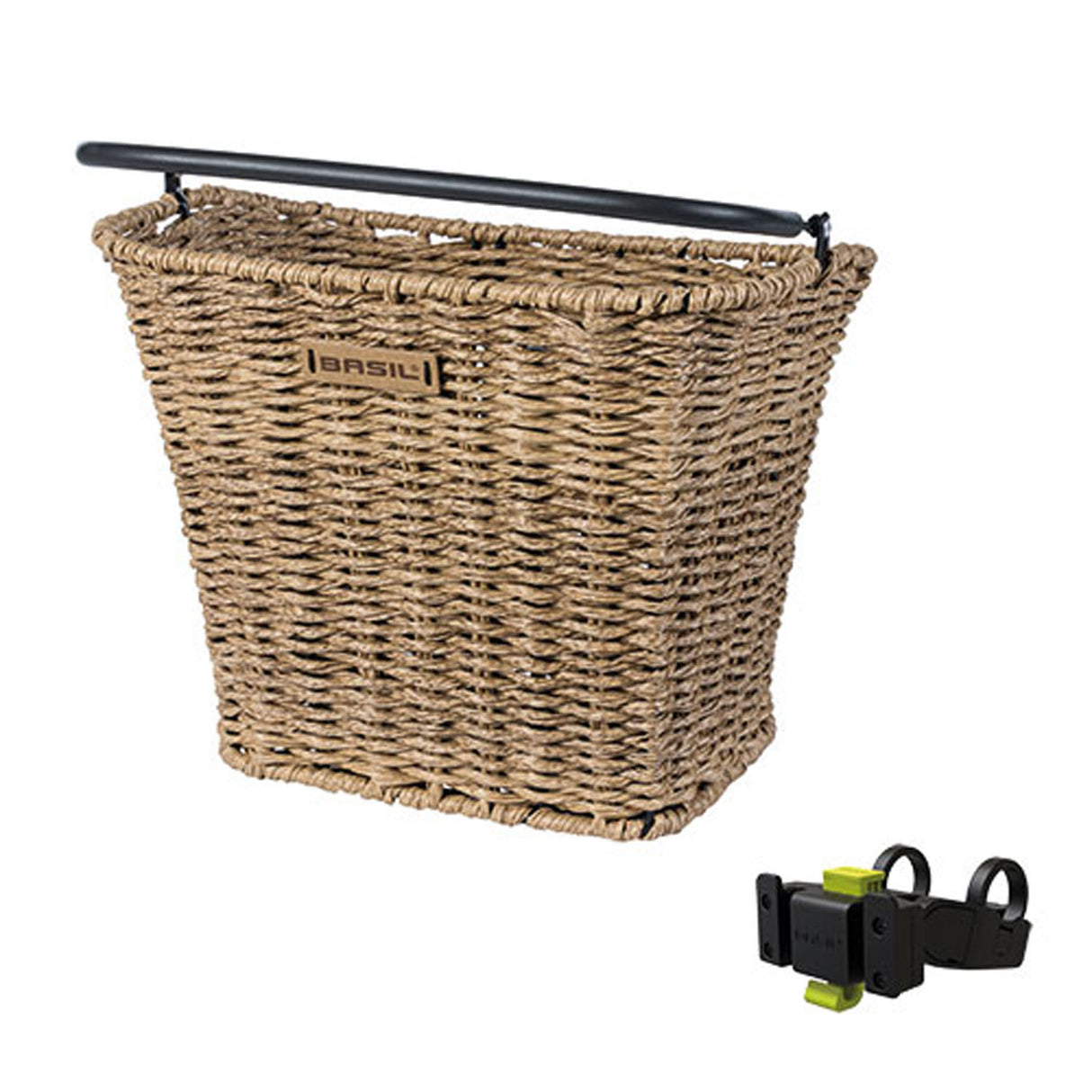 Basil Bremen Rattan Look KF - Bicycle basket - First - Including Basil KF Sterbar Bield Holder - Light Brown