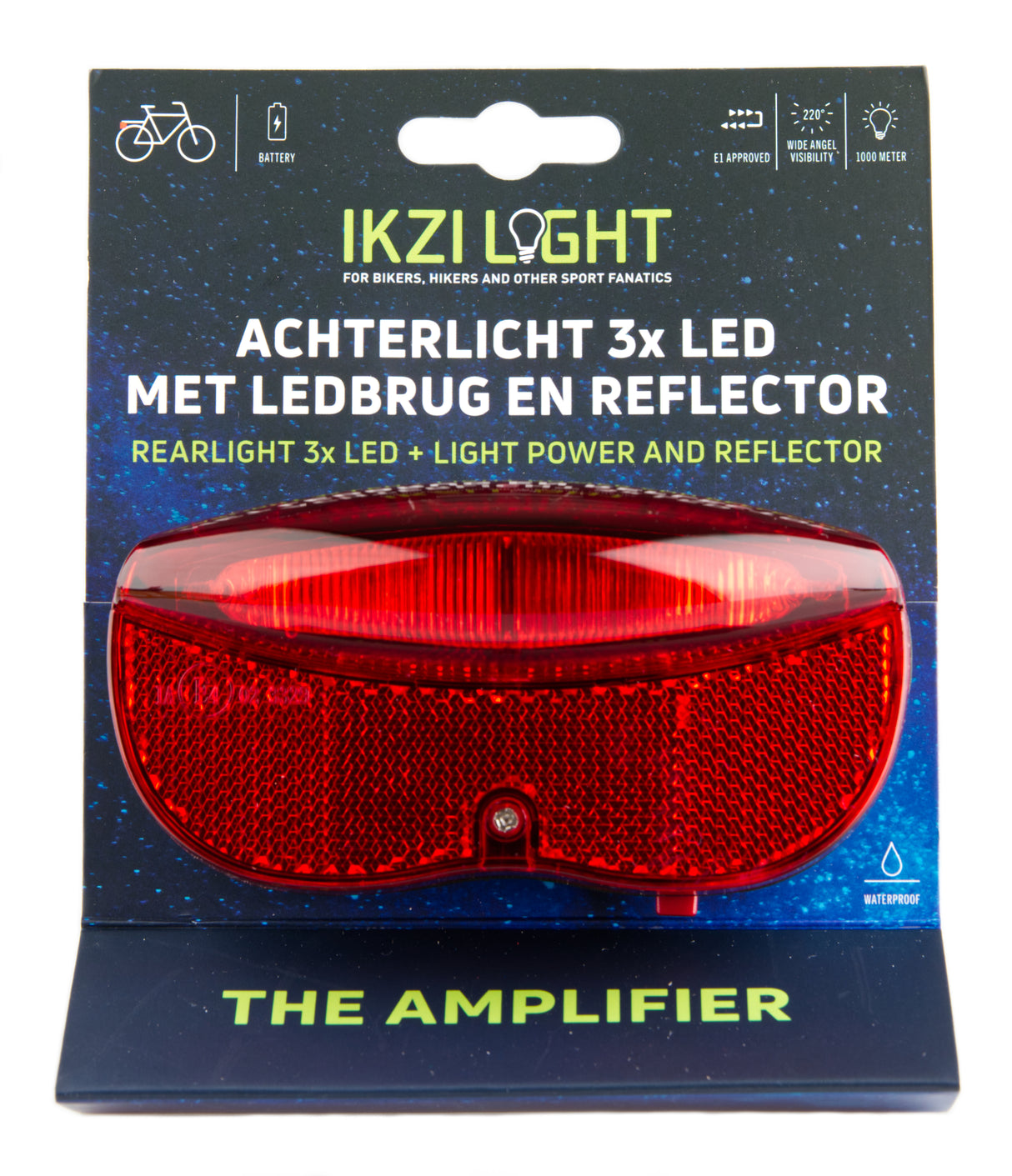 Ikzilight rear light battery on 3xled 50 mm on card