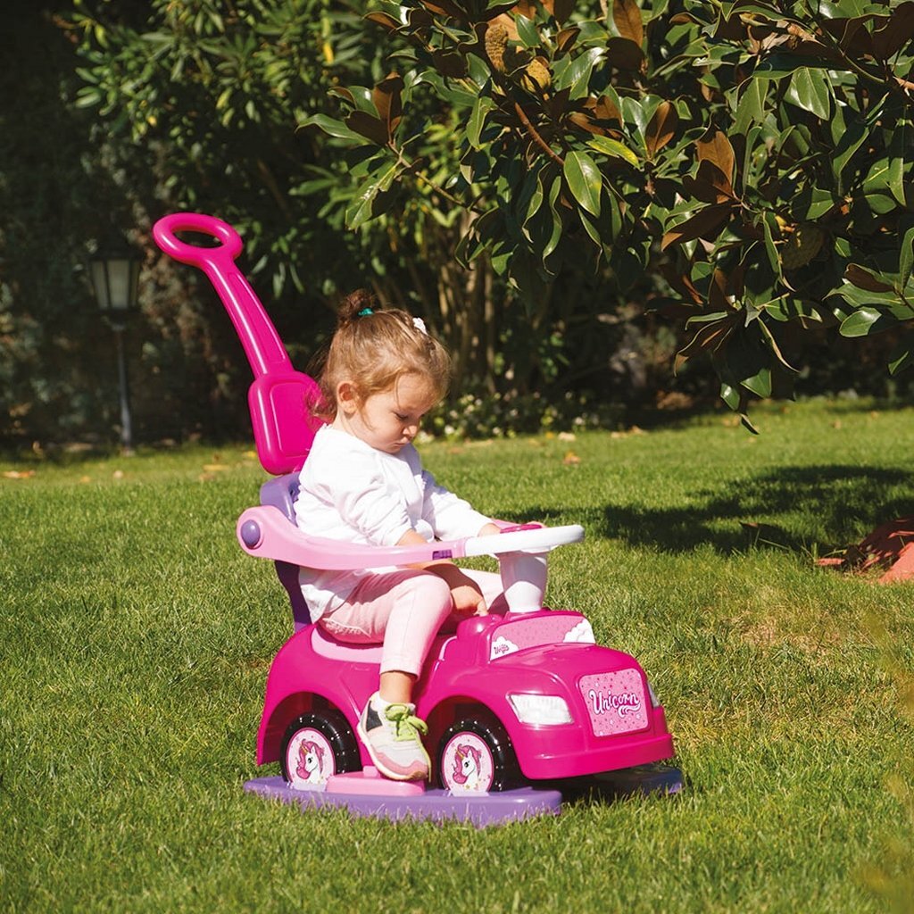Dolu Unicorn Walking Car med Push Bar Pink