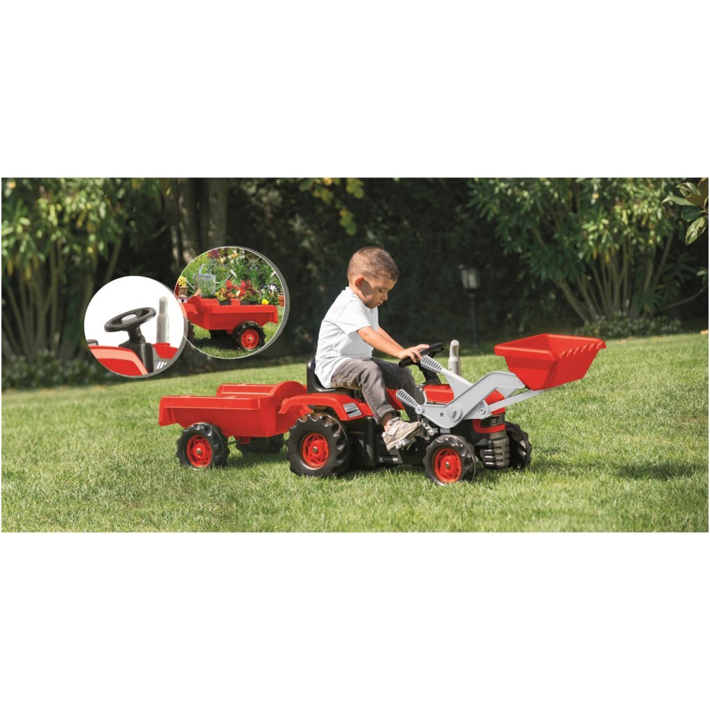 Dolu Dolu Steptractor s přívěsem a nabíječkou Red Black