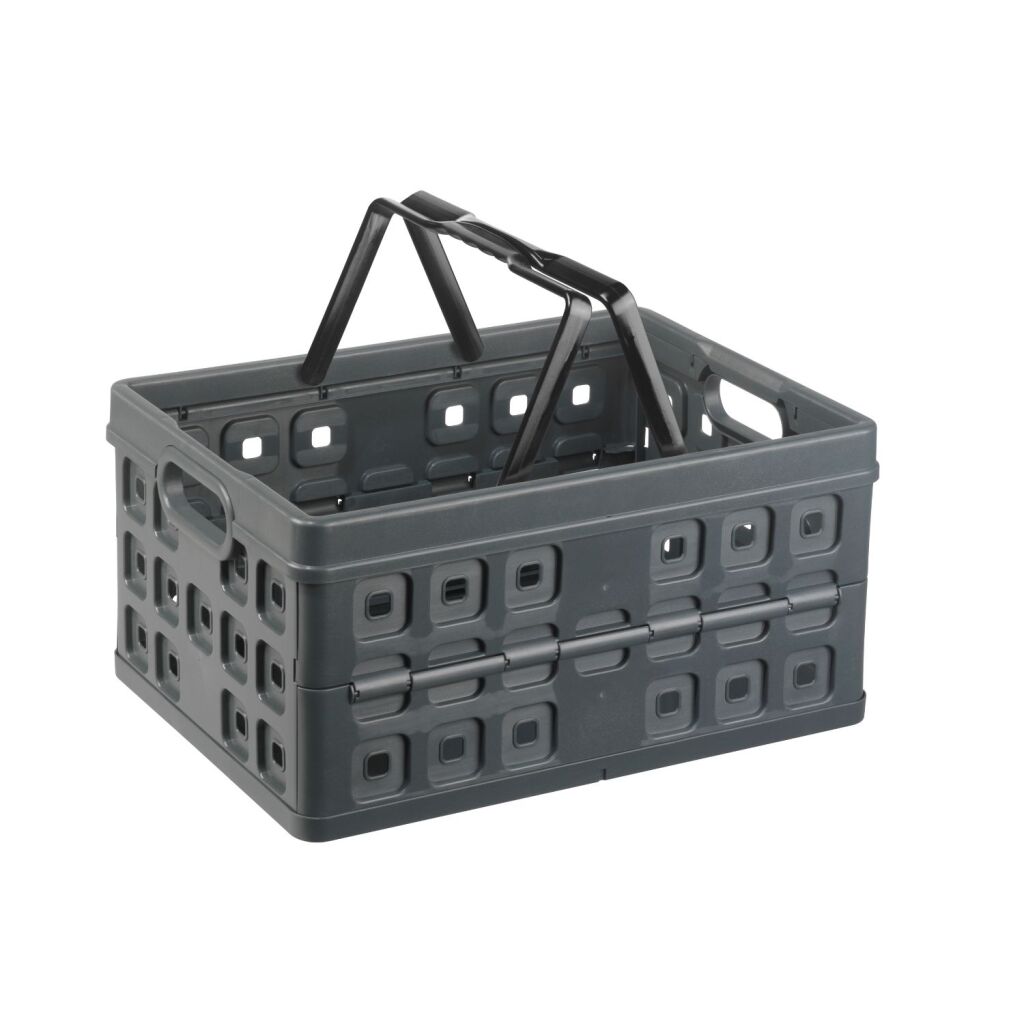Sunware square folding crate + handle 32l 49x36x24.5 cm anthracite