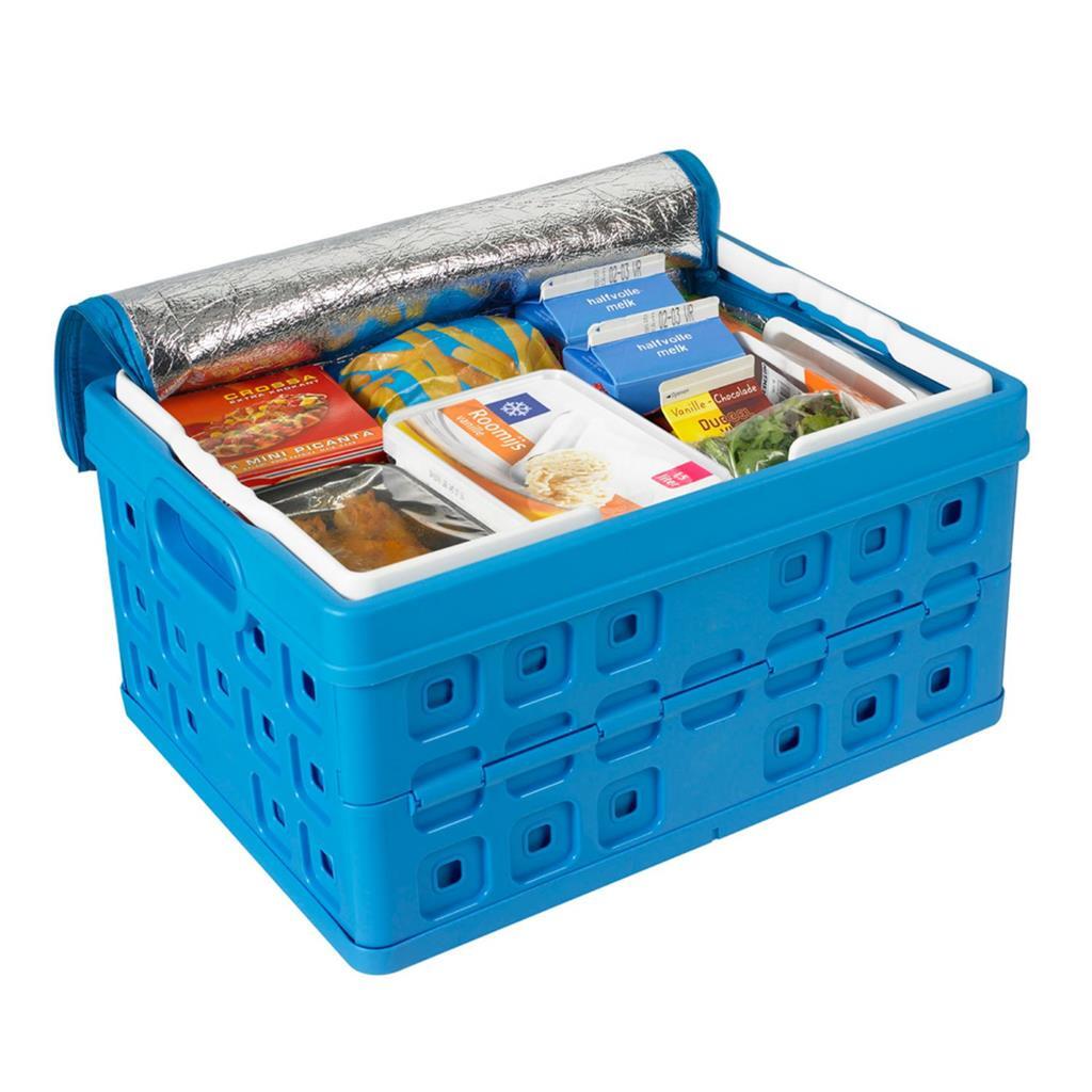 Sunware Square Folding Crate + Cooler Bag 32L 49x36x24,5 cm modrá