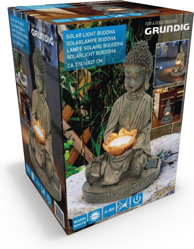 Grundig Grundig Buddha Image with SolarLamp LED on-out button fire duration 6-8 hours 17x16x27cm