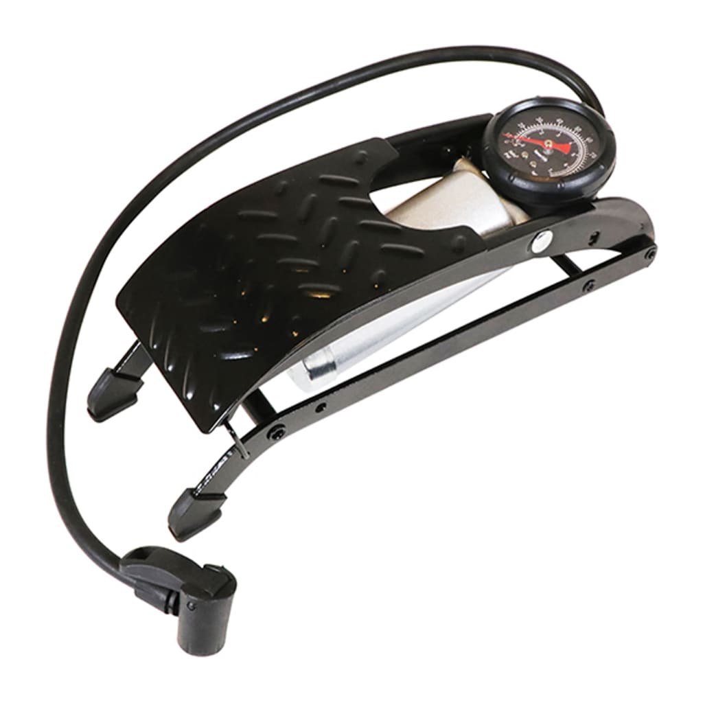 Carpoint fodpumpe med manometer 4 bar stål sort