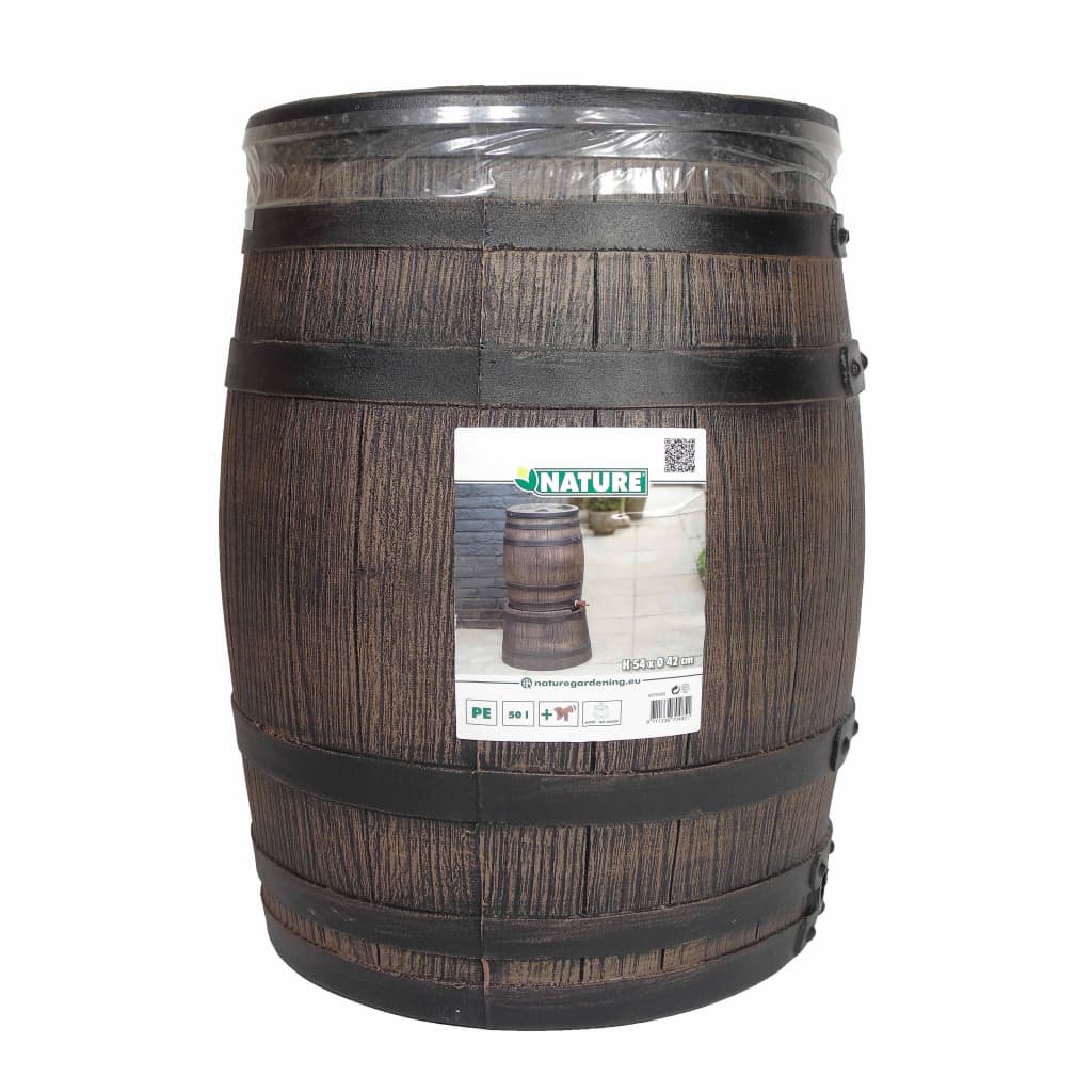 Narava narava dežni sod z lesom videz 50 L 38x49,5 cm rjava