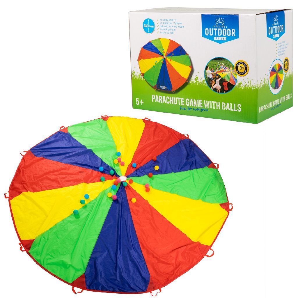 Juego al aire libre tela de paracaídas al aire libre con bolas