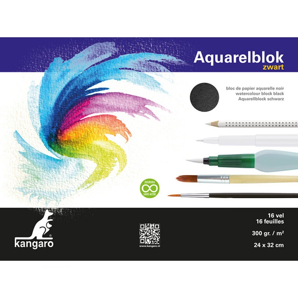 Kangaro K-5312 Aquarel Block 32x24 cm 300 gramů 16 list černé