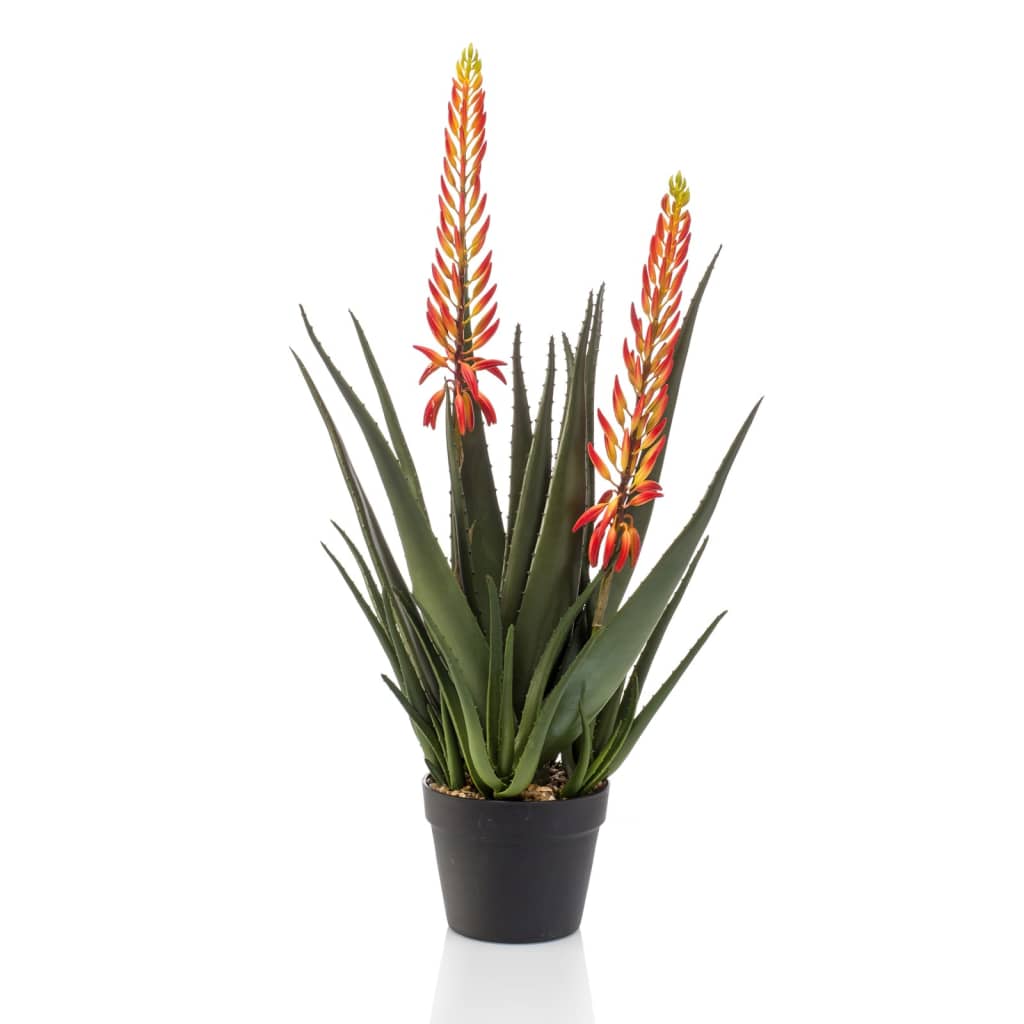 Emerald Emerald Art Plant i potten aloe med 2 blommor 80 cm