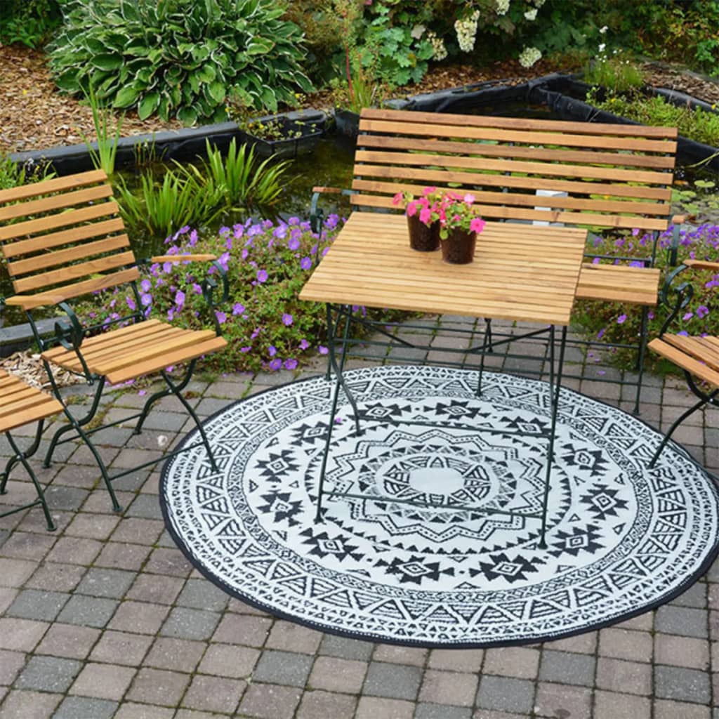 Esschert Design Esschert Design utomhusmatta 180 cm svartvitt OC18