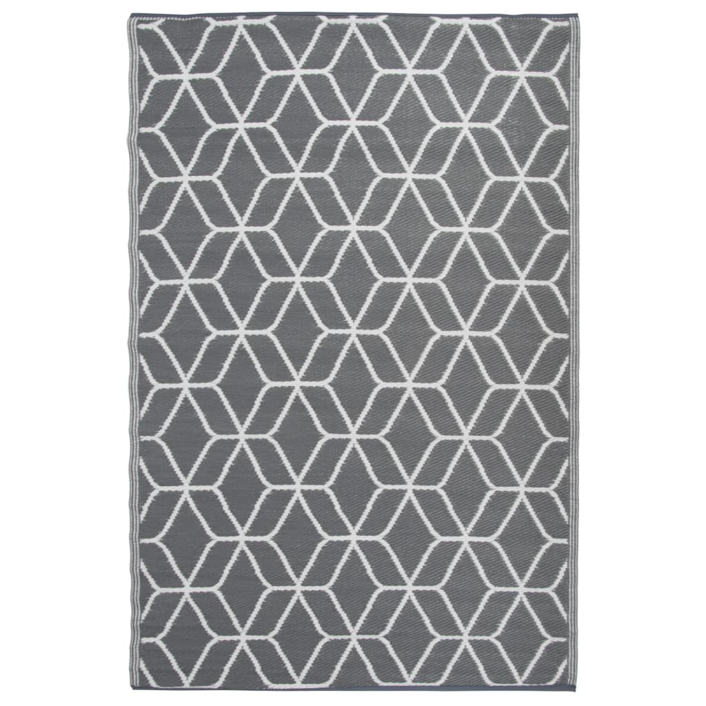 Esschert Design Esschert Design Outdoor Rug 180x121 cm Gray and White OC25