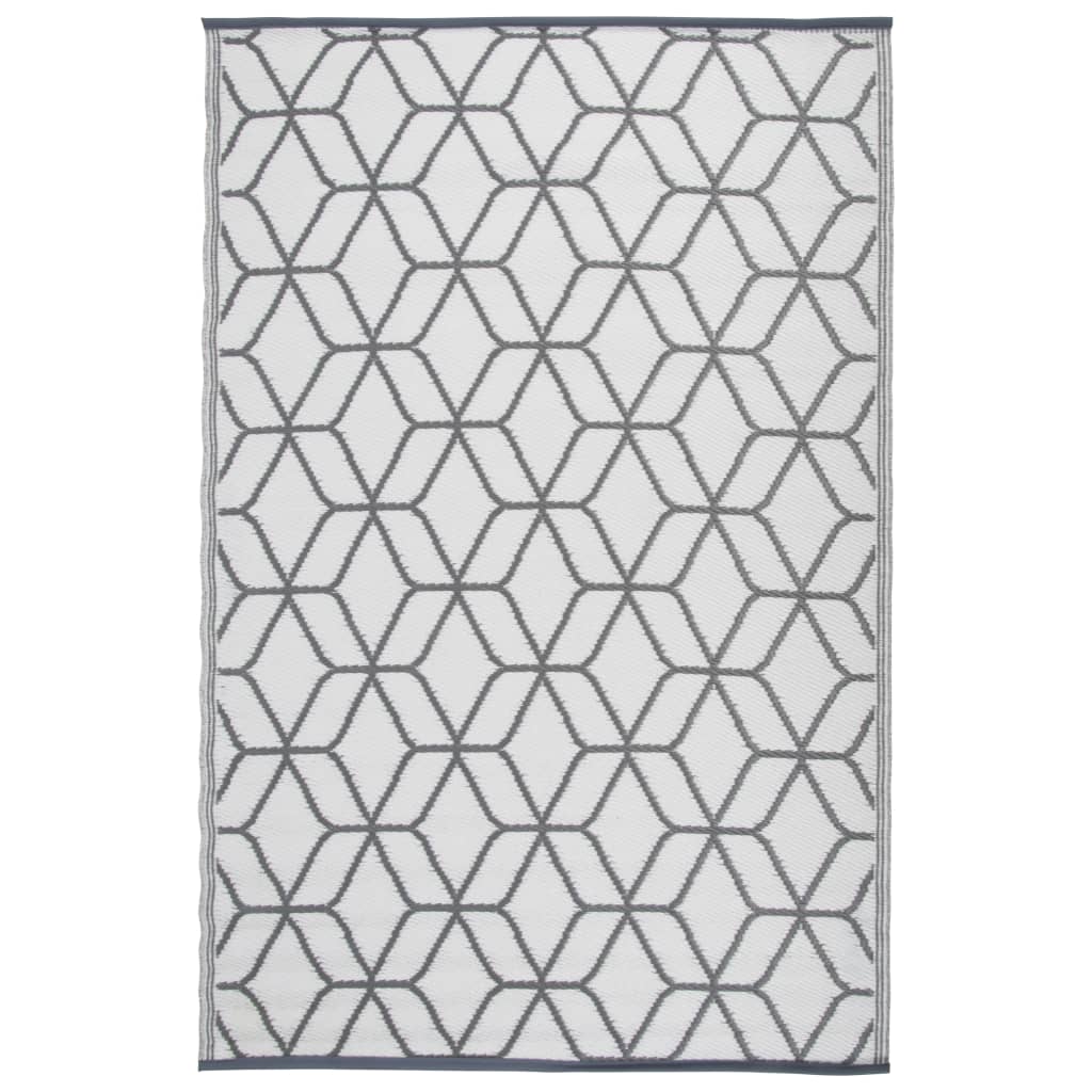Esschert Design Esschert Design Outdoor Rug 180x121 cm Gray and White OC25