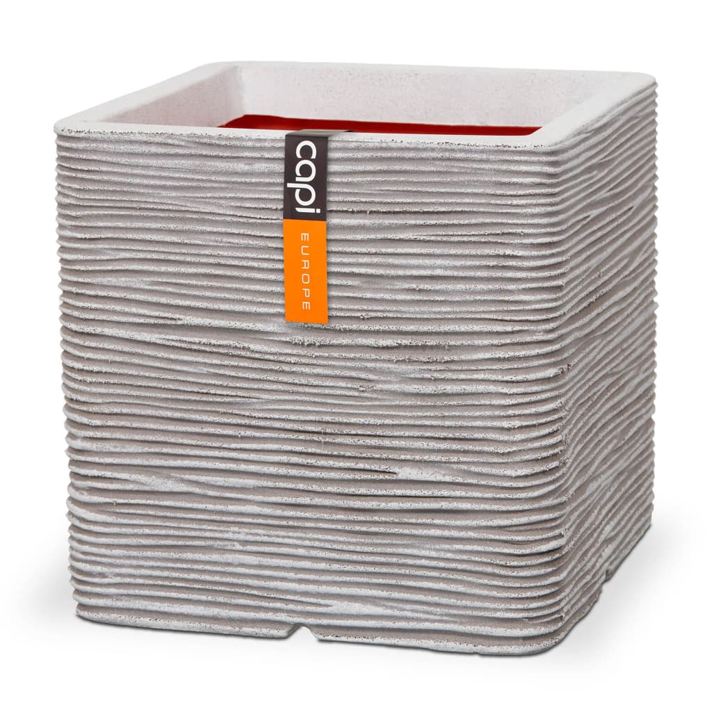 Capi Planter Nature Rib Square 50x50 cm slonovinová barva