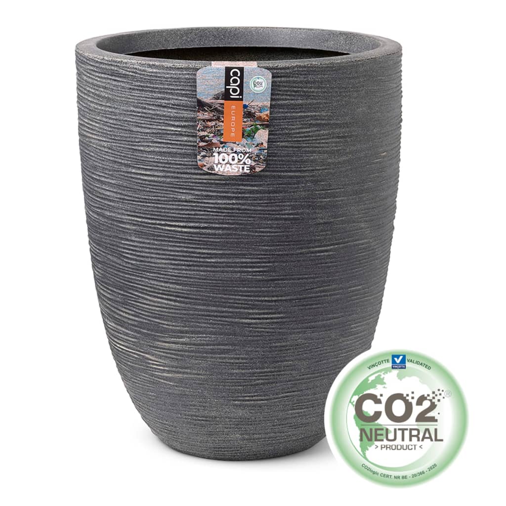 Capi Pflanzer waschen rib niedrig elegant 34x46 cm grau