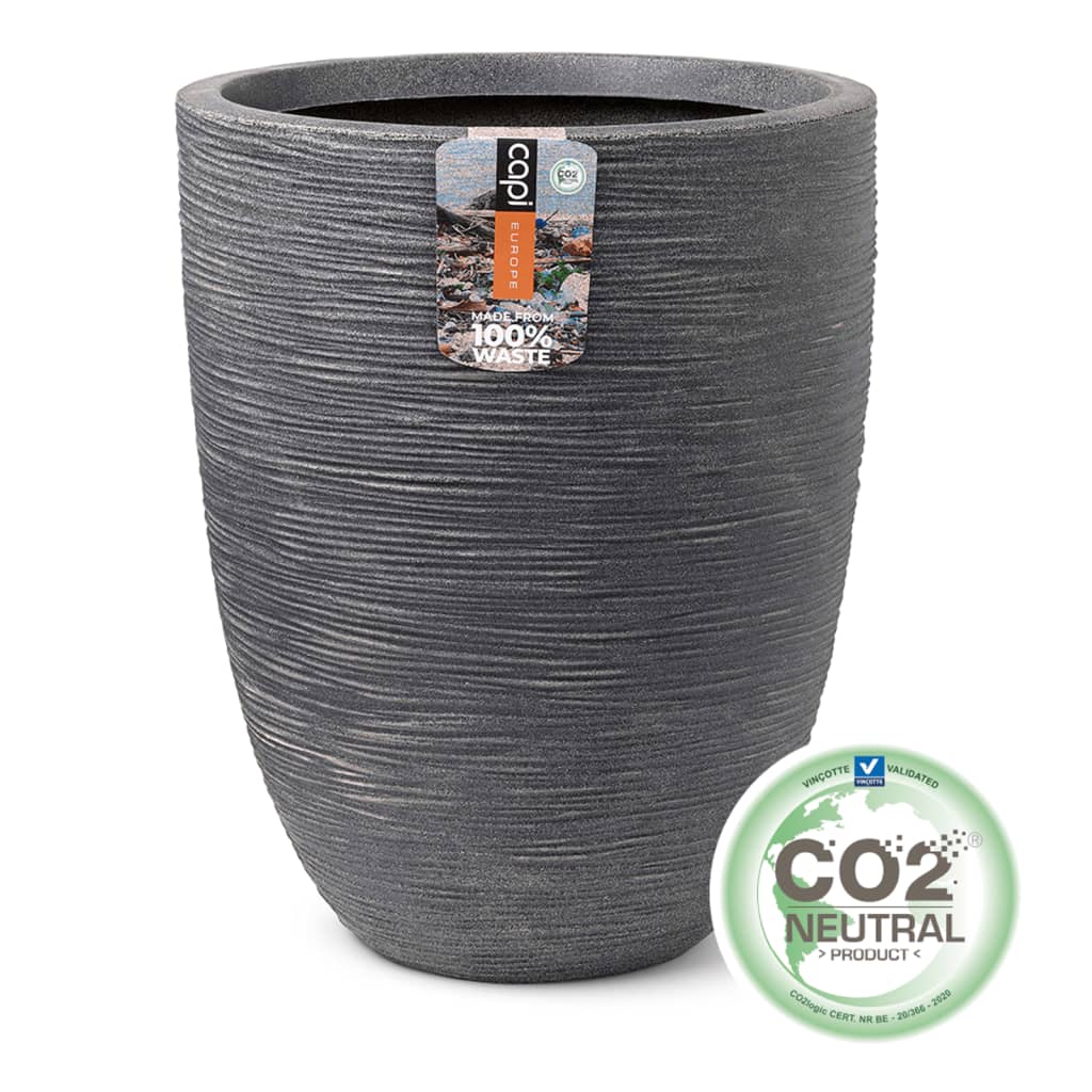 Capi Planter Wash Rib Low Elegant 46x58 cm Gray
