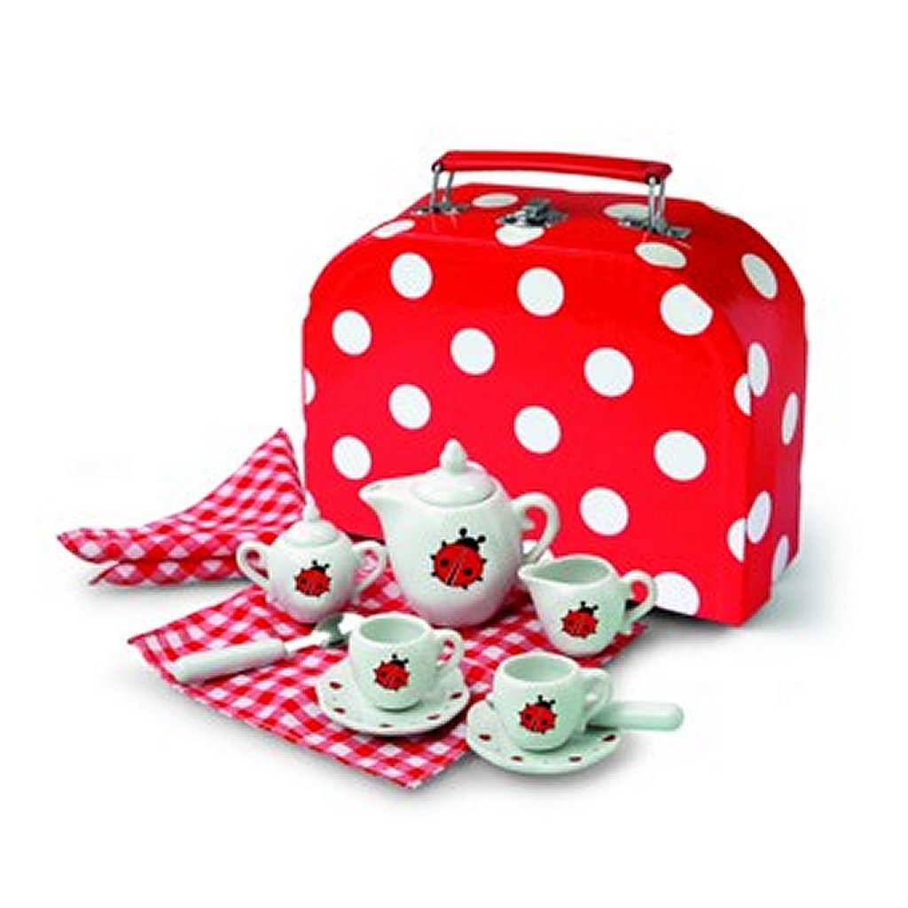Simply for kids porcelain tea set ladybug with briefcase