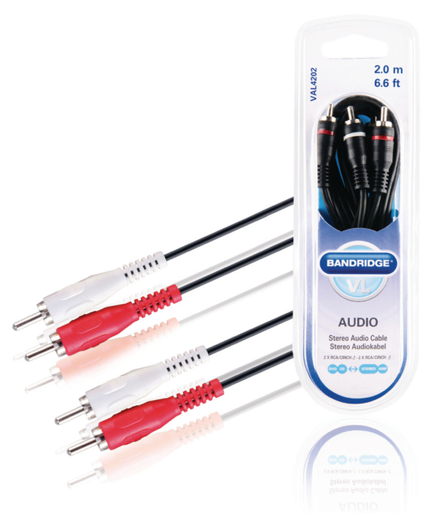 Bandridge Bandridge Val4202 Câble audio stéréo 2x RCA Male 2x RCA Male 2,00 m noir