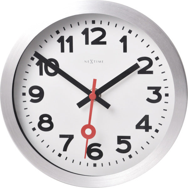 NEXTIME NE-3998AR WALL-Uhrschlitten. 19 cm, gebürstetes Aluminium, 'Station'