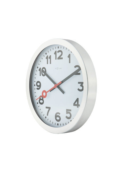 NEXTIME NE-3998AR WALL-Uhrschlitten. 19 cm, gebürstetes Aluminium, 'Station'