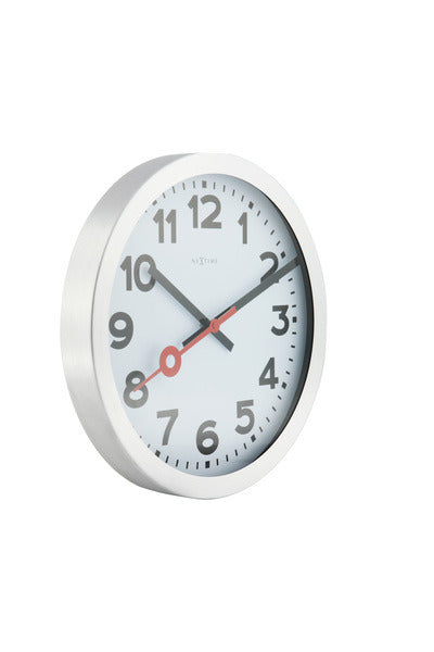 NEXTIME NE-3998AR WALL-Uhrschlitten. 19 cm, gebürstetes Aluminium, 'Station'
