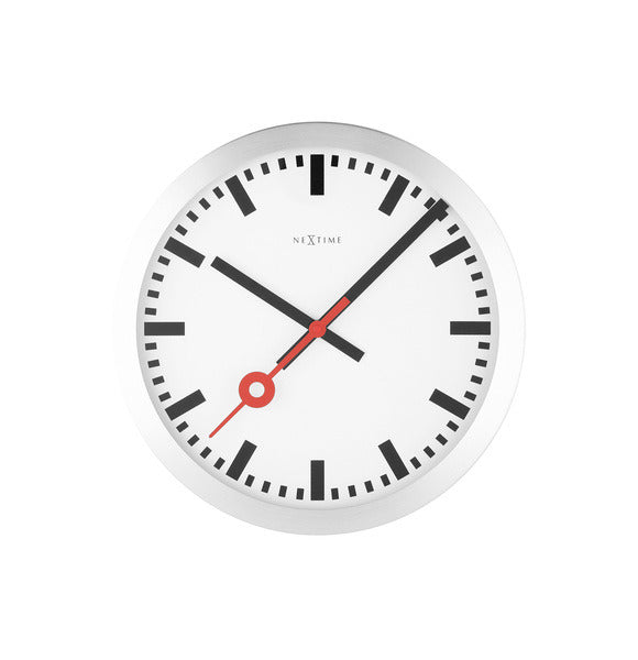 Nextime NE-3998st zegar ścienny. 19 cm, szczotkowane aluminium, „stacja”