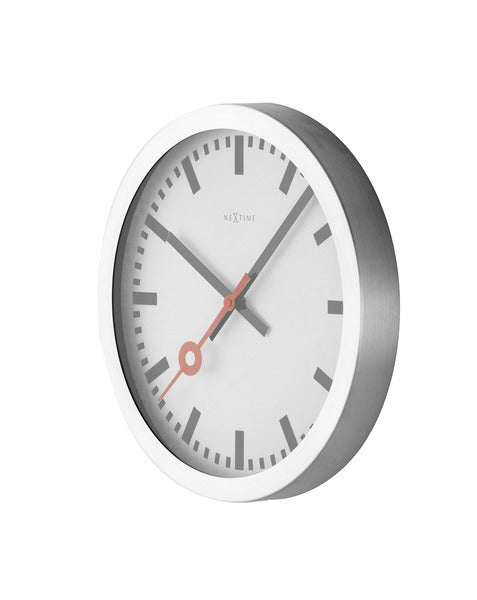 Nextime NE-3998st zegar ścienny. 19 cm, szczotkowane aluminium, „stacja”