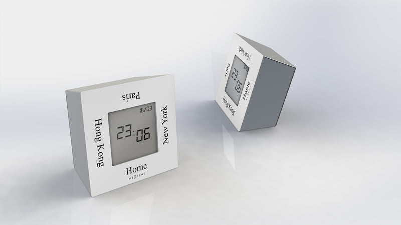 NEXTIME NE-5190WI Alarm clock 7.4x4x7.4 cm Metal, White, 'Turn4Time'