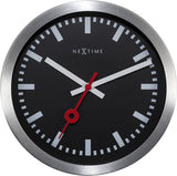 Nextime ne-3998stzw wandklok 'station' ø19 cm, geborsteld aluminium zwart