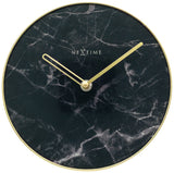 D'nächst Kéier Ne-5222ZW Table Clock Marble Table Dia 20cm Glas schwaarz