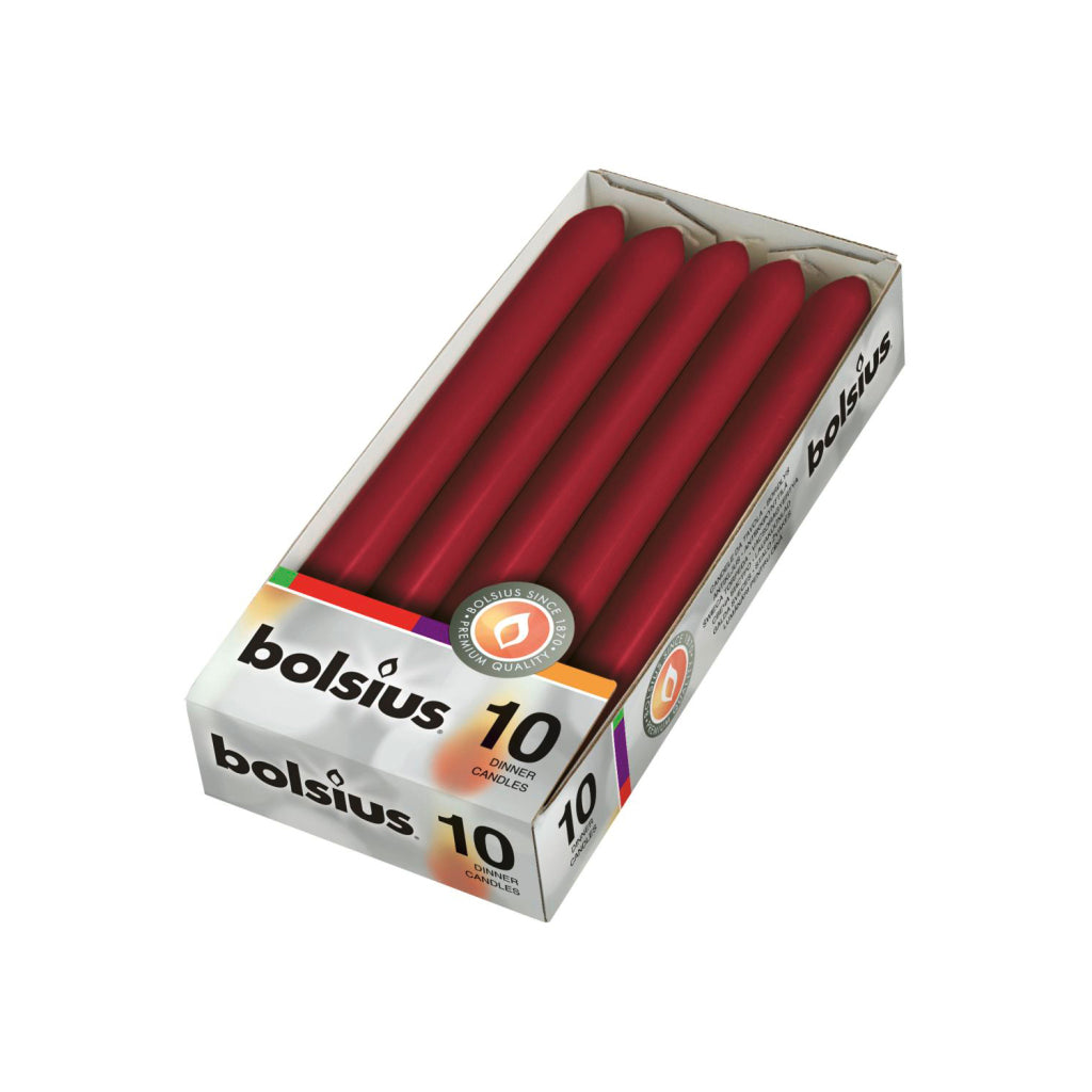 Bolschius Bolschius Dinner Käerzen 2x23 cm 10 Stéck Wäin rout
